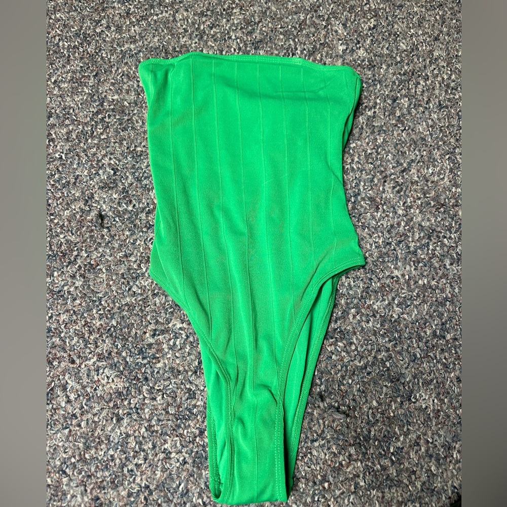 Green one piece bathing suit